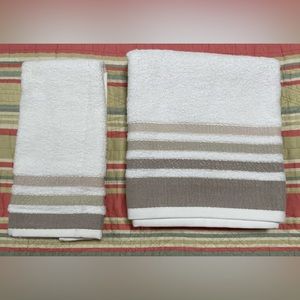 New, Bright White, Cotton Bath And Hand Towel.